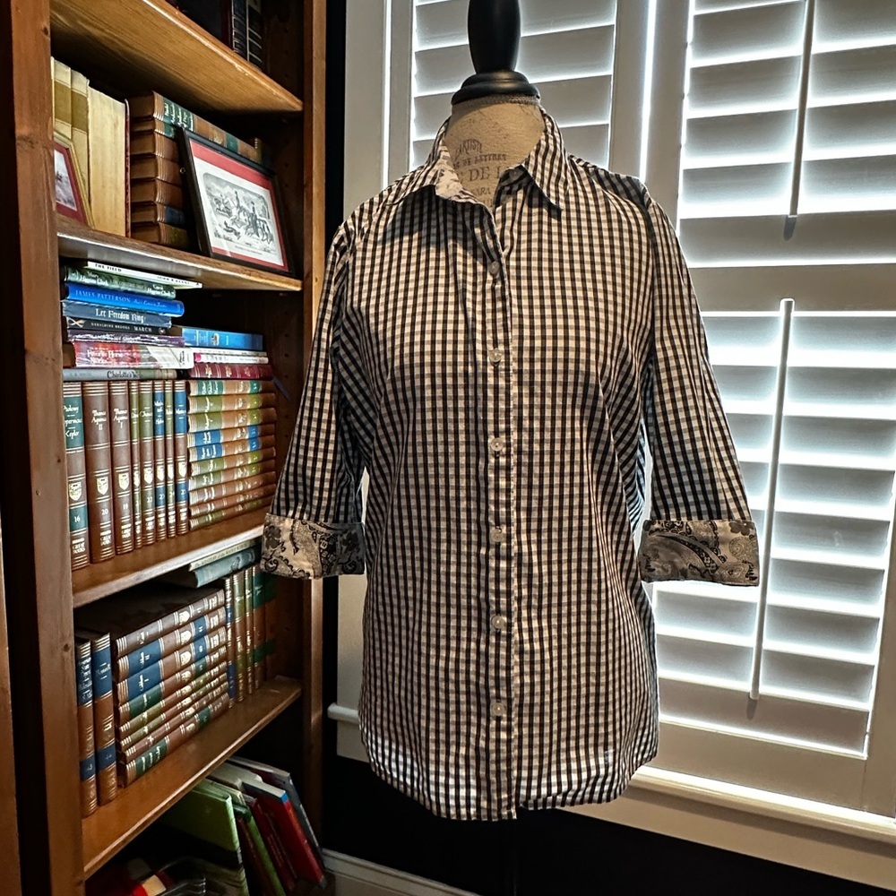 Alia Black and White Gingham Button Down Shirt